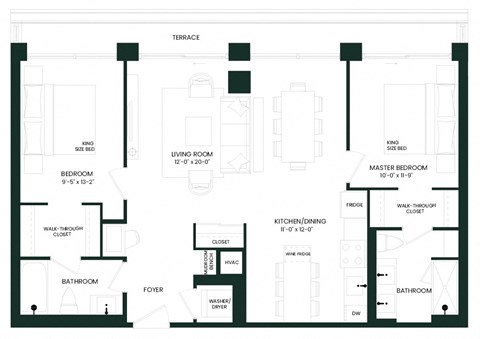 the floor plan of the apartment